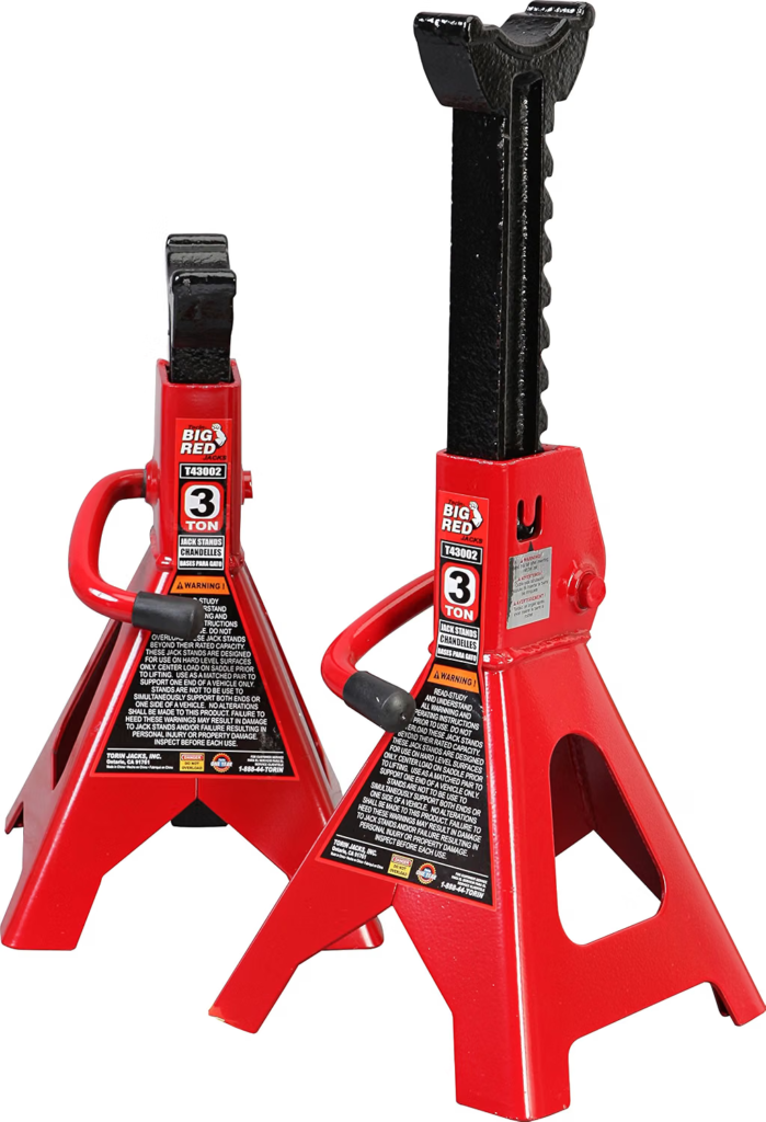 BIG RED T43202 Torin Heavy Duty Steel Jack Stands: 3 Ton (6,000 lb) Capacity Car Lifting Stand,1 Pair (Not Suitable for SUV,Truck)