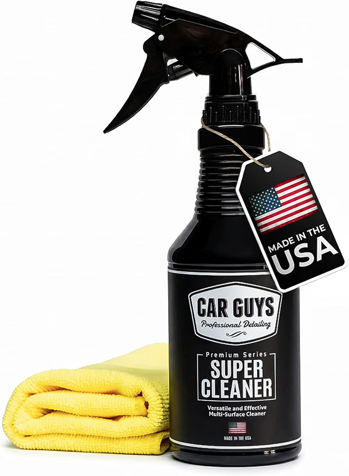 CarGuys Interior Car Cleaner for Tough Stains | Stain Remover for Car Seats, Carpet, Upholstery, & Leather | 18 Oz Kit with Microfiber Towel
