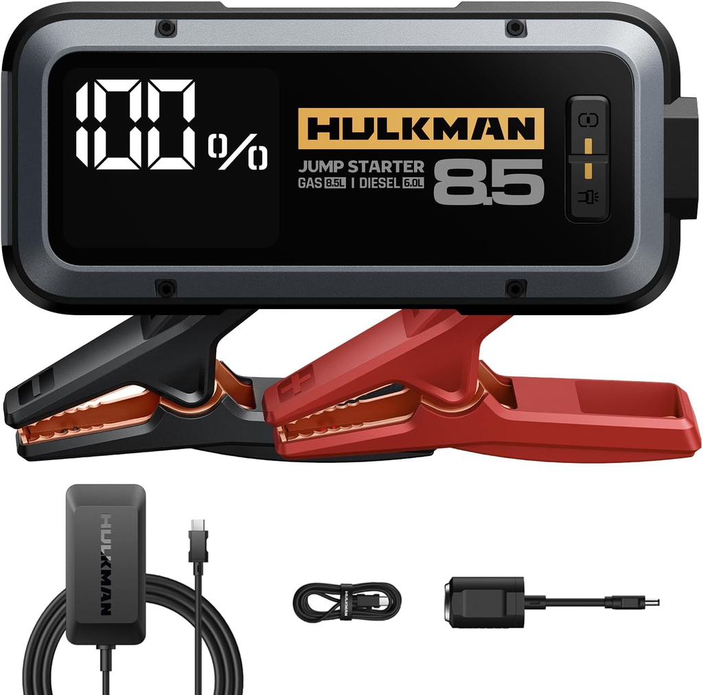 Hulkman Alpha85 Smart Portable Jump Starter, 2000A Battery Booster Pack with LED Display, Flashlight