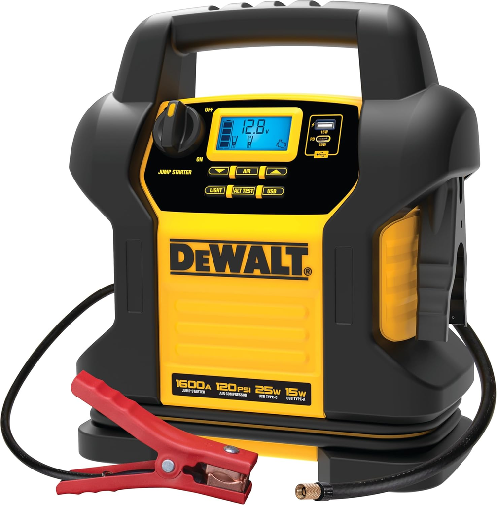 DEWALT DXAEJ14 1600 Peak Amp Jump Starter with 120 PSI Air Inflator
