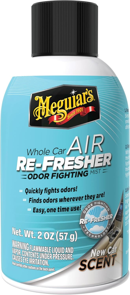 Meguiar's G16402 Whole Car Air Re-Fresher Odor Eliminator Mist, New Car Scent, 2 Fluid Ounces
