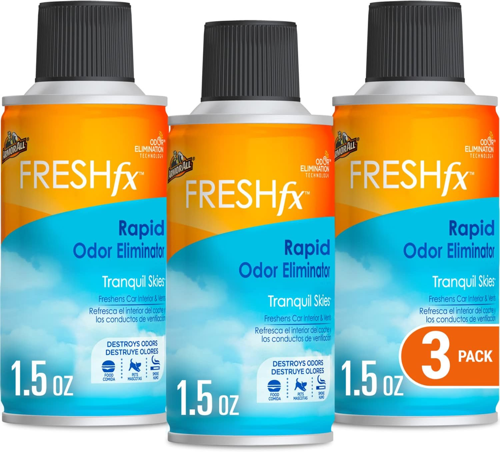 Armor All FRESH fx Rapid Odor Eliminator, Fogger Car Air Freshener, 3 Pack | Tranquil Skies scent with odor elimination technology freshens interiors and...
