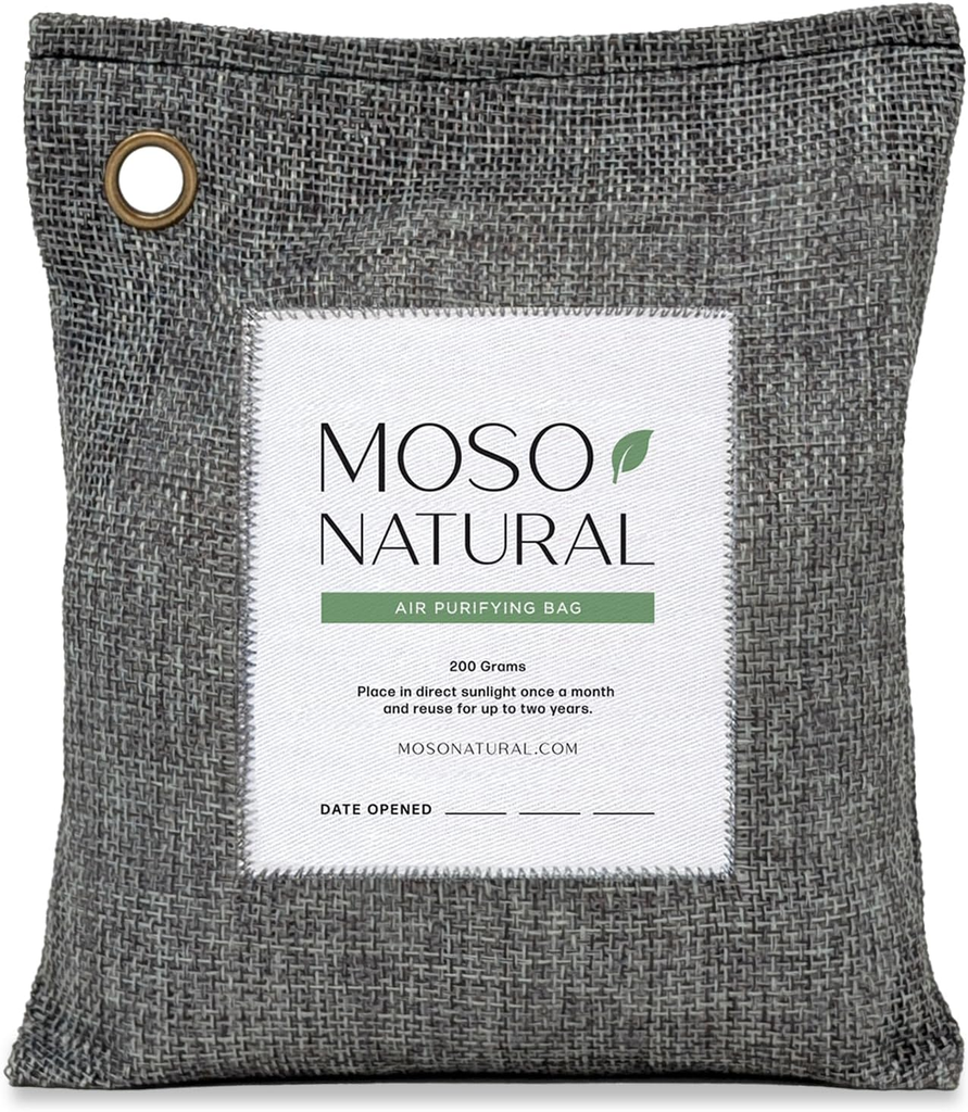 Moso Natural Air Purifying Bag 200g, Charcoal Odor Absorber, Car Odor Eliminator & Closet Deodorizer for Home & Pet, Lasts 2 Years, Unscented Bamboo...
