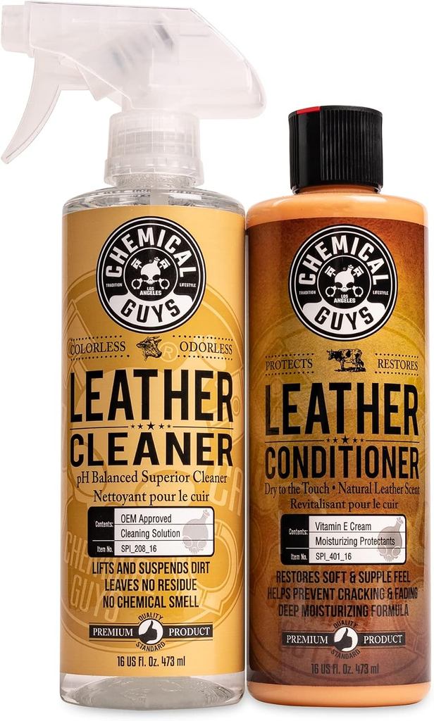Chemical Guys, Leather Cleaner & Conditioner Kit for Cars & Home, 2 x 16 oz