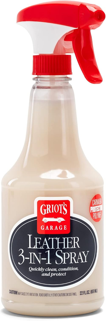 Griot's Garage Leather 3-in-1 Spray, Cleaner and Conditioner for Leather and Vinyl, Car Seats and Vehicle Interior, Truck, RV, Boats, and Home, 10963, 22 oz
