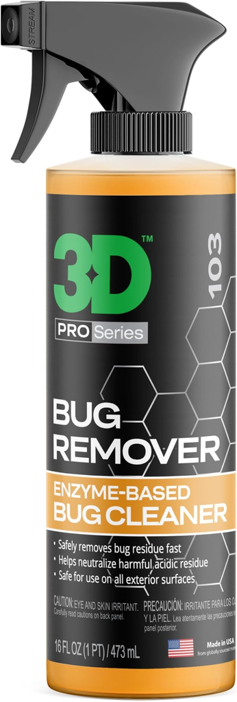 3D Bug Remover - All Purpose Exterior Cleaner & Degreaser to Wipe Away Bugs on Plastic, Rubber, Metal, Chrome, Aluminum, Windows & Mirrors