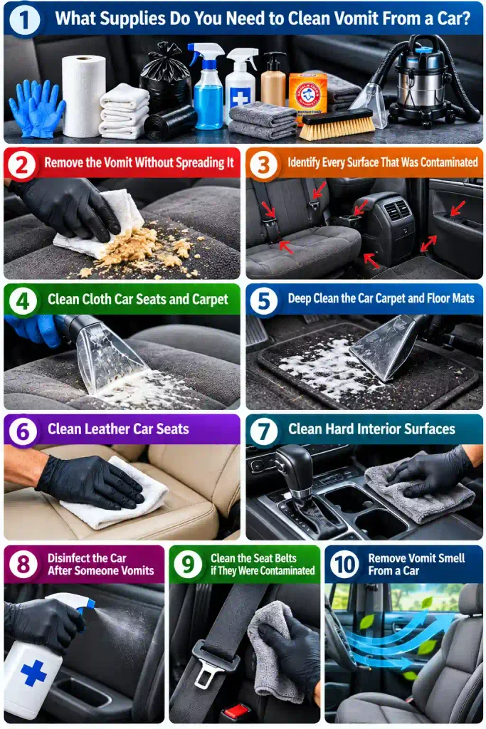 What Supplies Do You Need to Clean Vomit From a Car?