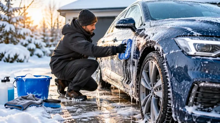 Winter Car Wash with Soapy Sedan